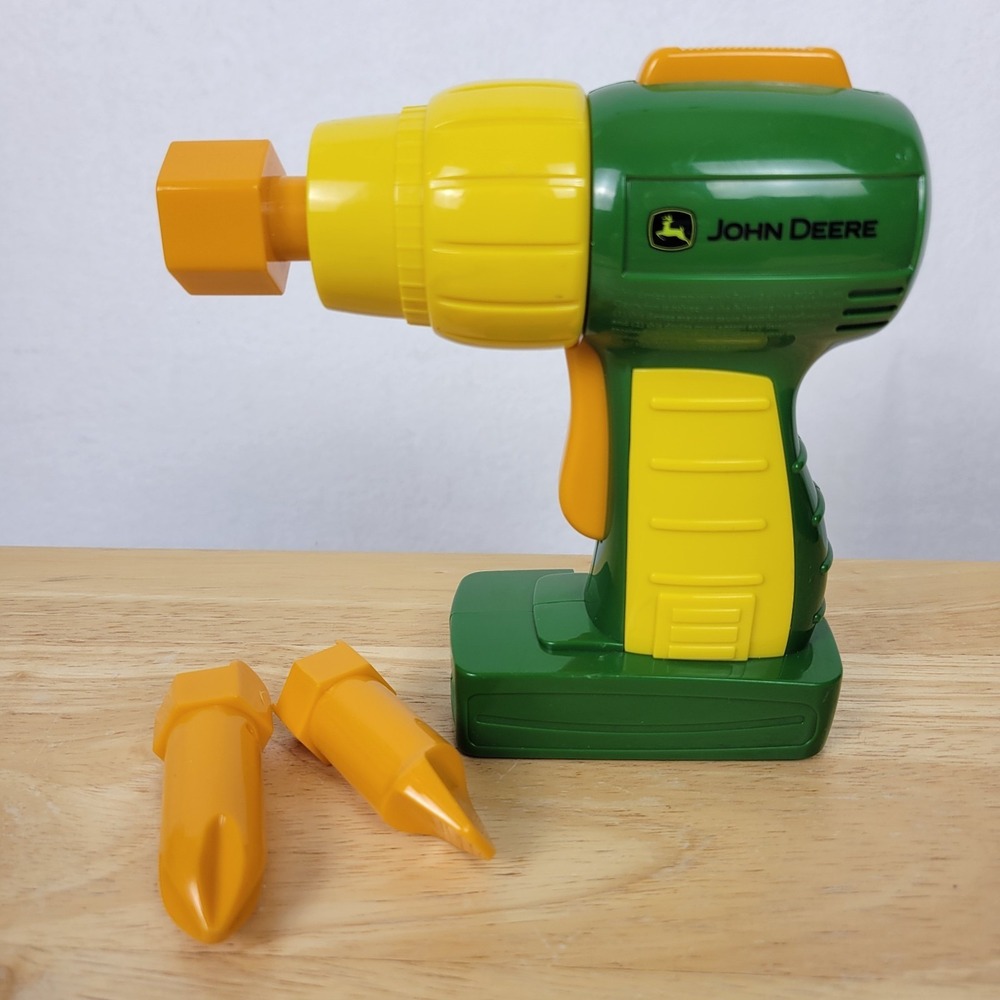 Replacement John Deere Build-a-Johnny Tractor Toy Power Drill + 2 Bits TOMY
